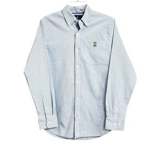 Psycho Bunny Stripe Oxford Shirt Mens S Blue White  Button Down Casual Preppy